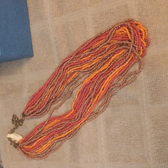 mylti Color Warm Tone Beaded Necklace Multi Strand.Nwt - Picture 1 of 13